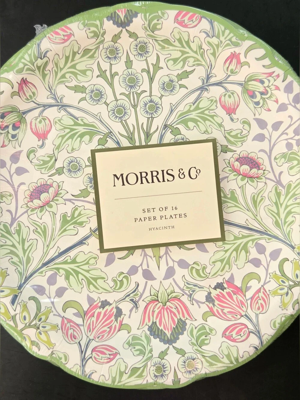 William Morris & Co Paper Plates Set of 16 HYACINTH Garden Floral